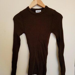 Weekday Thalia ribbed sweater in dark brown